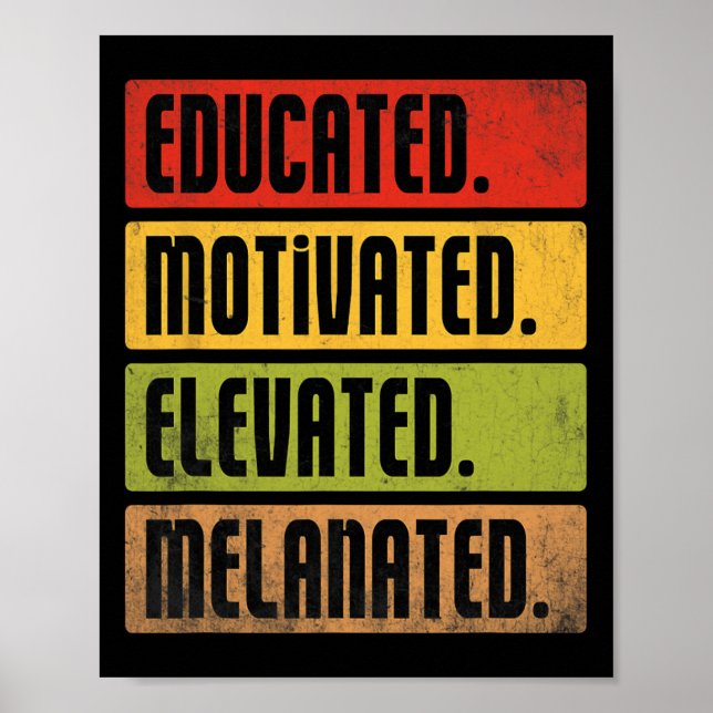 Educated Motivated Elevated Melanated Bhm Afro Bla Poster (Front)