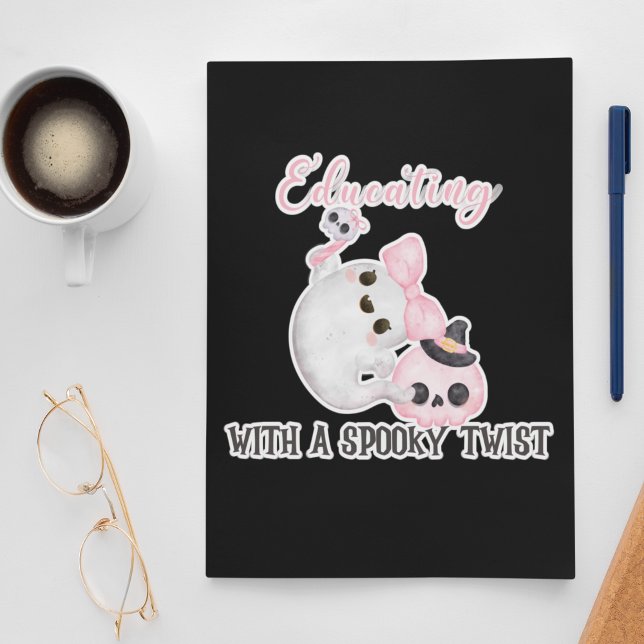 Educating with a spooky twist Halloween Teacher  Square Sticker (HALLOWEEN TEACHER GHOST STICKER)