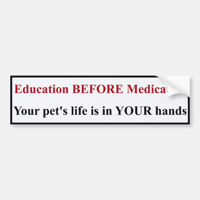 Education BEFORE Medication Bumper Sticker (Front)