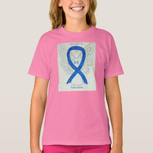 Education Blue Awareness Ribbon Angel Custom Shirt
