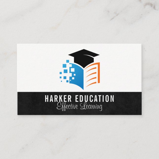 Education Books | Graduation Hat Logo Business Card (Front)