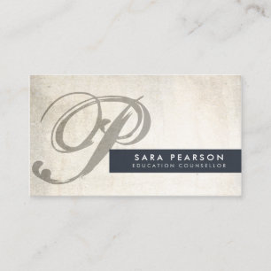 Education Counsellor Grunge Bold Monogram Business Card