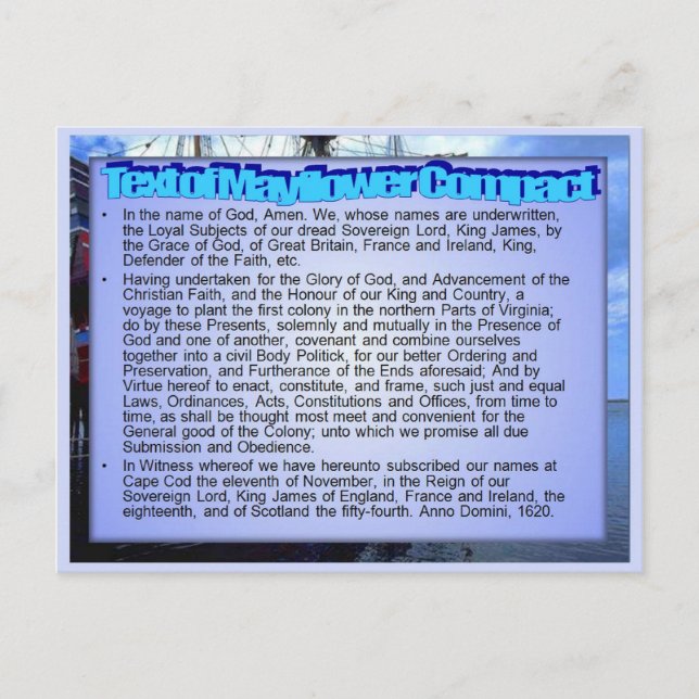 Education, History, Mayflower Contract Postcard (Front)