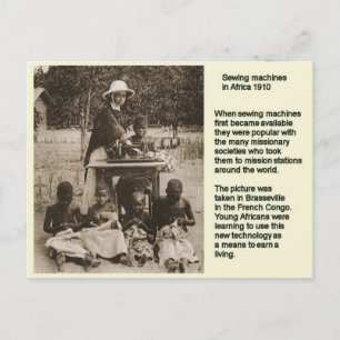 Education, History, Sewing machine in Africa 1910 Postcard