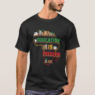 Education is Freedom Map of Africa Bookshelf Black T-Shirt