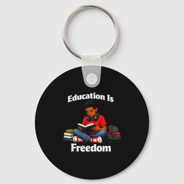 Education is freedom reading design black history key ring (Front)