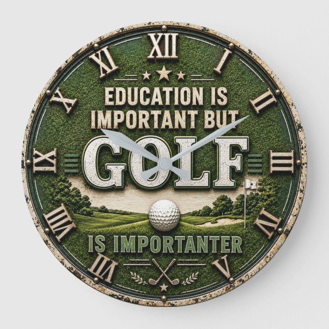 Education Is Important But Golf Is Importanter  Large Clock (Front)