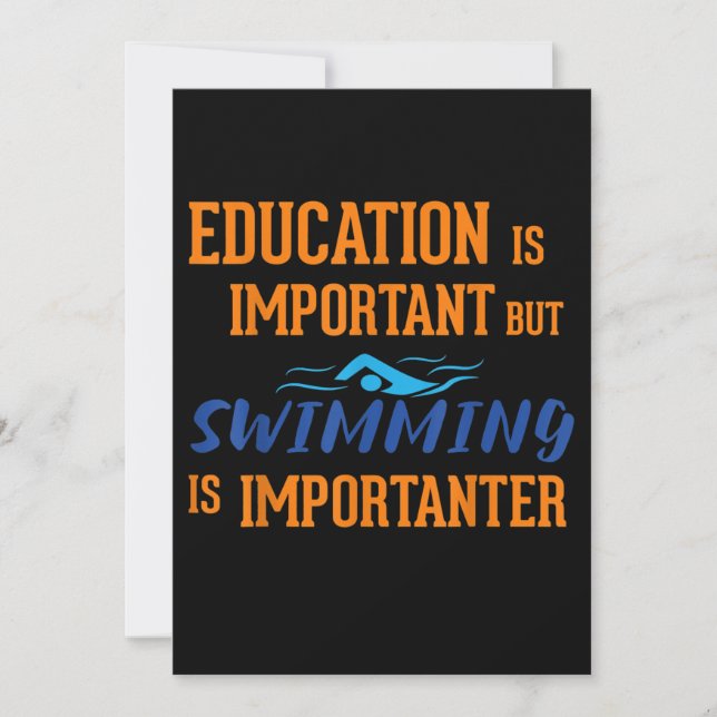 Education Is Important Swimming Design Holiday Card (Front)