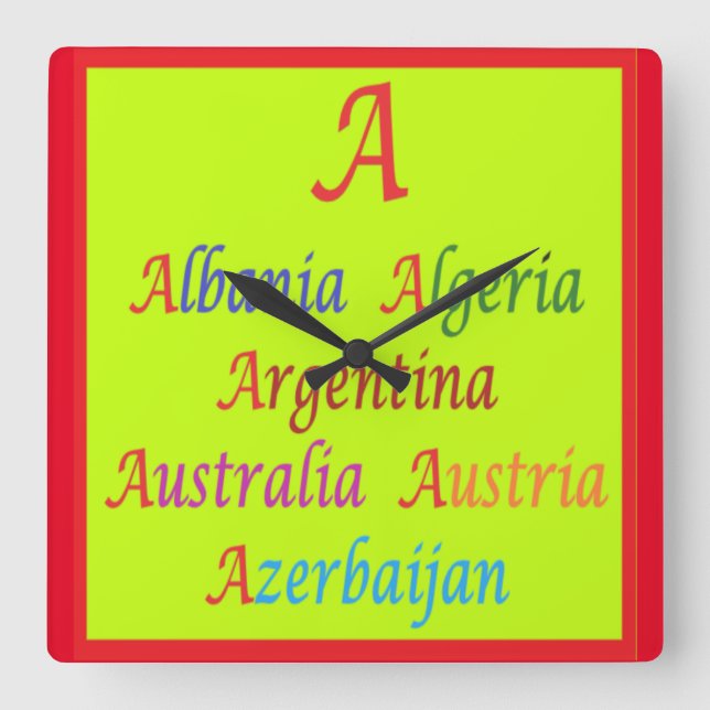 Education Learning design in mixed colours words Square Wall Clock (Front)