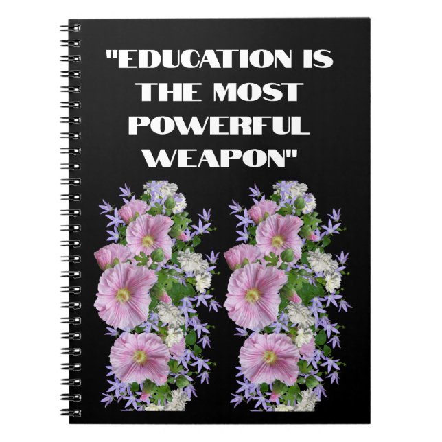Education quotes Custom Flower Photo text Spiral  Notebook (Front)