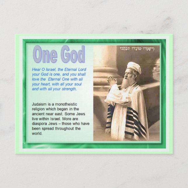 Education,  Religion,  Judaism, One God Postcard (Front)