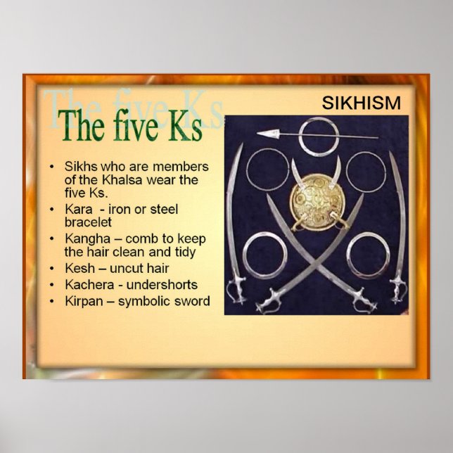 Education, Religion, Sikhism, the Five Ks Poster (Front)