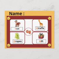 Educational Alphabet Letter G Flashcard for Kids