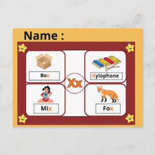 Educational Alphabet Letter X Flashcard for Kids  Postcard