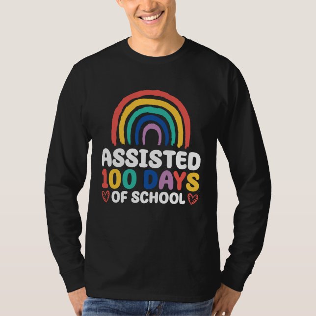 Educational Assistant 100 Days Of School Paraeduca T-Shirt (Front)