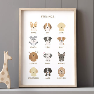 Educational Poster Feelings Chart Kids Room Decor