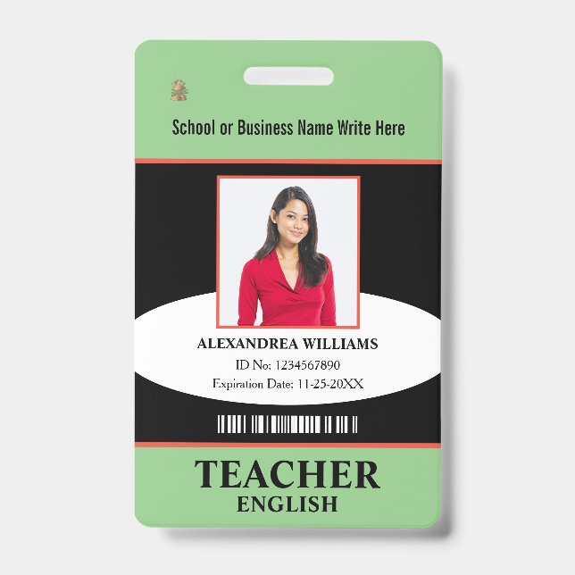 Educational Teacher Employee Photo Name ID  Badge (Front)