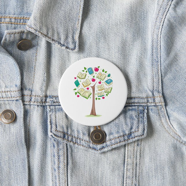 Educational Tree of Knowledge with Books 7.5 Cm Round Badge (Creator Uploaded)