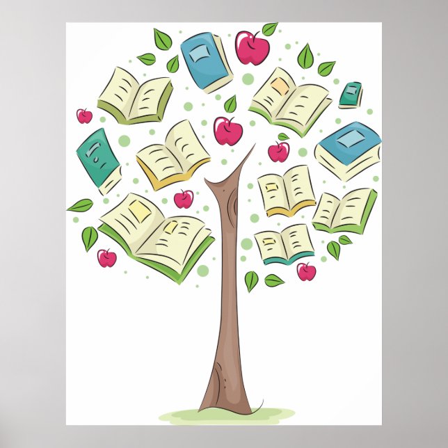 Educational Tree of Knowledge with Books Poster (Front)