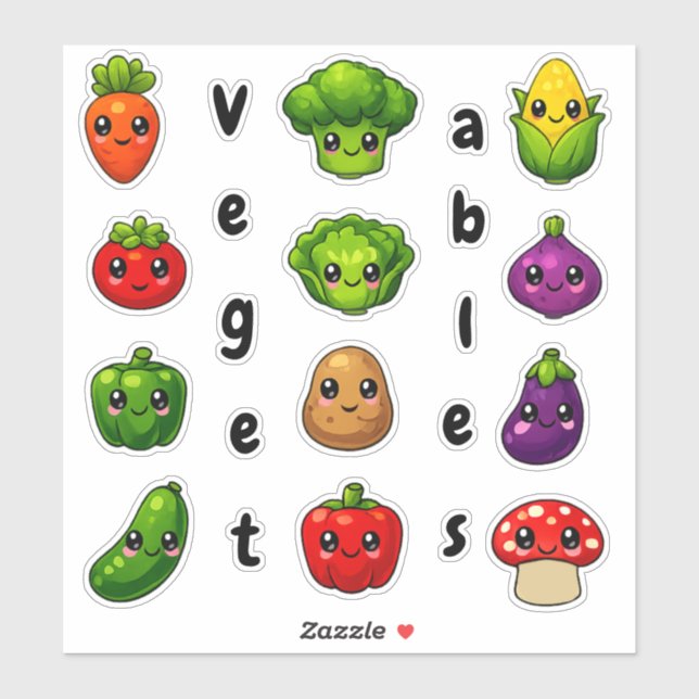 Educational Vegetable Stickers - Fun for Kids (Sheet)