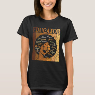 Educator Afro African American Women Black History T-Shirt