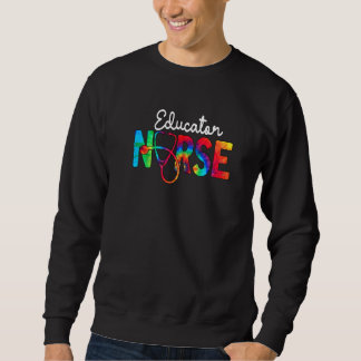 Educator Nurse Squad Watercol Love Stethoscope Rn  Sweatshirt