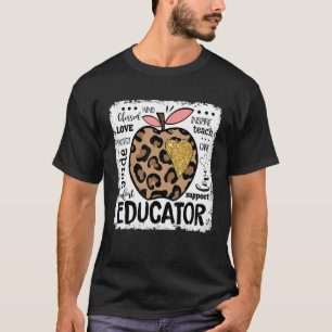 Educator Teacher Leopard Apple Love Team Back To S T-Shirt