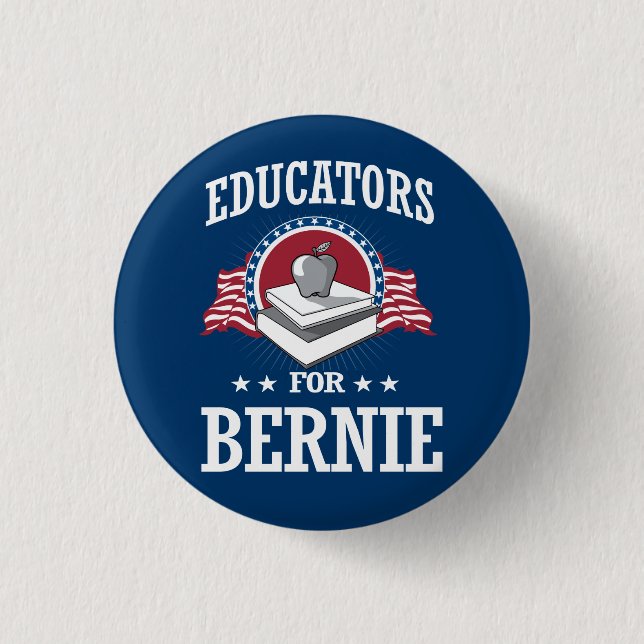EDUCATORS FOR BERNIE SANDERS 3 CM ROUND BADGE (Front)