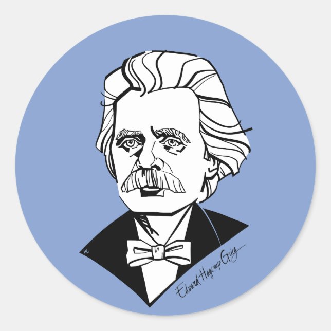 Edvard Grieg Classic Round Sticker (Front)