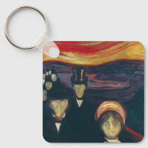 Edvard Munch Classic Painting, Anxiety (1894) Key Ring