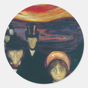 Edvard Munch Classic Painting, Anxiety (1894) Round Sticker
