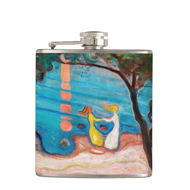 Edvard Munch - Dance on the Beach Hip Flask (Front)