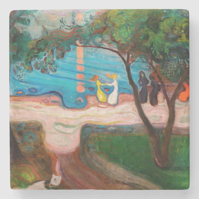 Edvard Munch - Dance on the Beach Stone Coaster (Front)