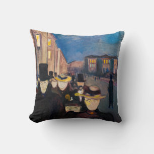 Edvard Munch - Evening on Karl Johan Street Cushion