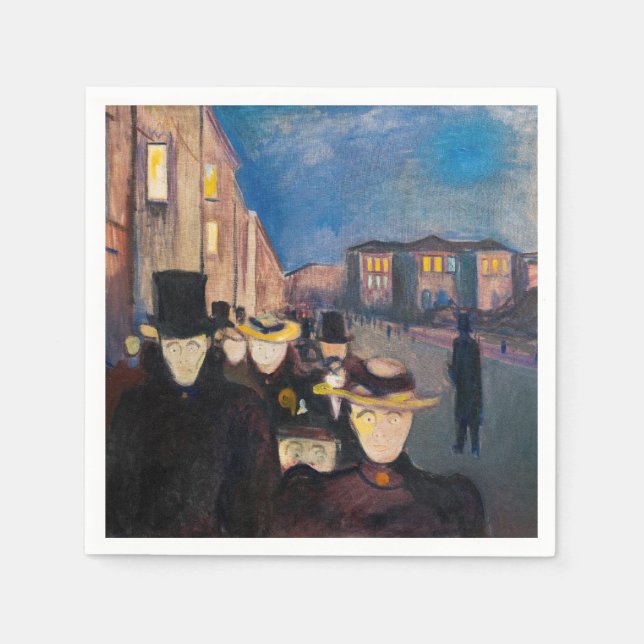 Edvard Munch - Evening on Karl Johan Street Napkin (Front)