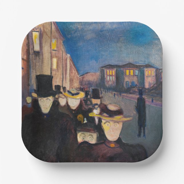 Edvard Munch - Evening on Karl Johan Street Paper Plate (Front)