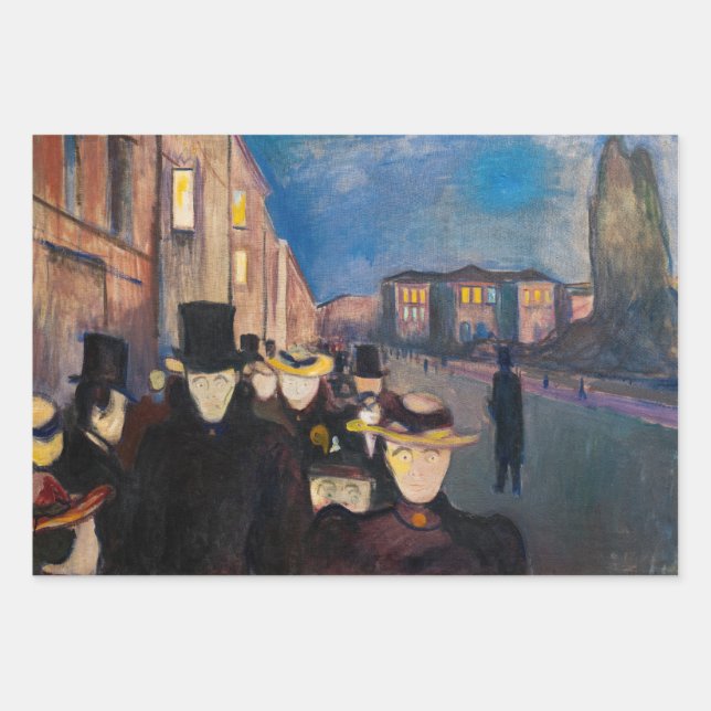 Edvard Munch - Evening on Karl Johan Street Wrapping Paper Sheet (Front)