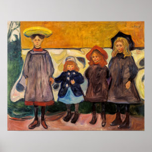 Edvard Munch - Four Girls in Asgardstrand Poster