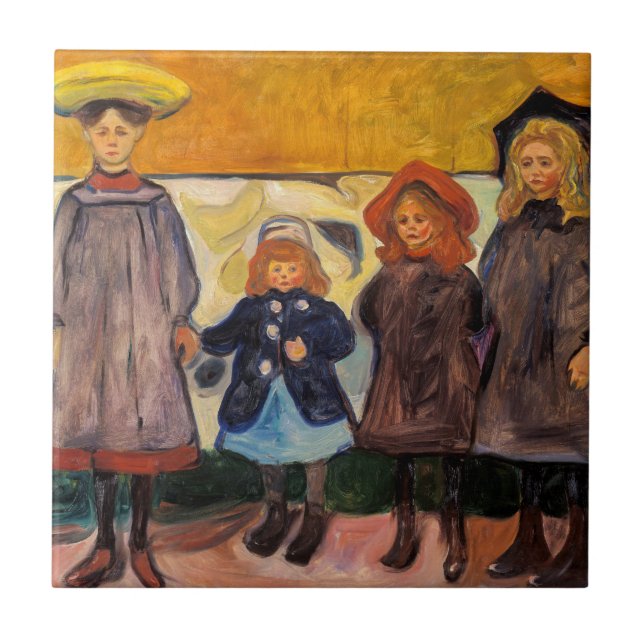 Edvard Munch - Four Girls in Asgardstrand Tile (Front)