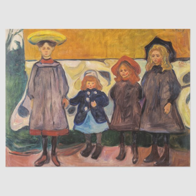 Edvard Munch - Four Girls in Asgardstrand Tissue Paper (Front)