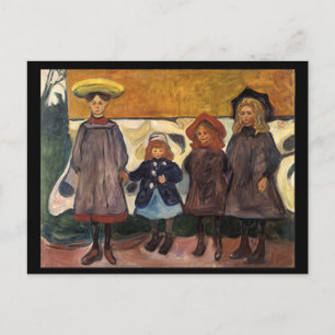 Edvard Munch, Girls in Asgardstrand, Painting Postcard