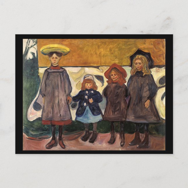 Edvard Munch, Girls in Asgardstrand, Painting Postcard (Front)