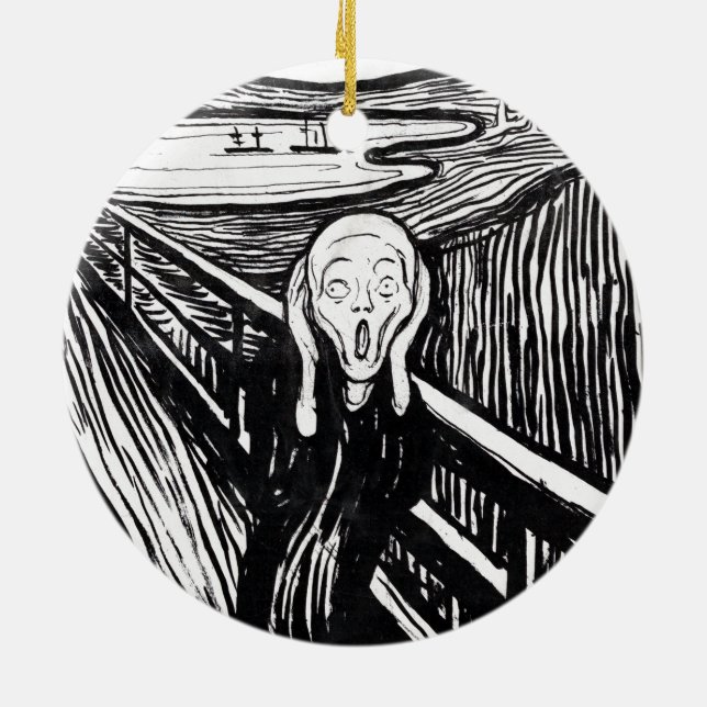 Edvard Munch Illustration The Scream Ceramic Tree Decoration (Back)