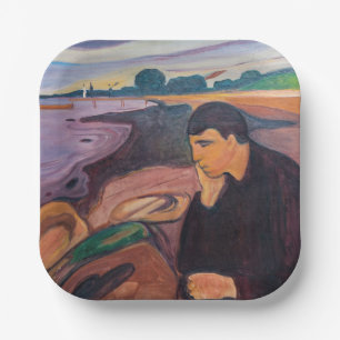 Edvard Munch - Melancholy 1894 Paper Plate