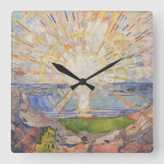Edvard Munch Mural Painting The Sun (Solen) (1911) Square Wall Clock