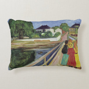 Edvard Munch Painting Girls on the Bridge (c 1902) Decorative Cushion