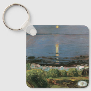 Edvard Munch Painting, Summer Night by the Beach Key Ring