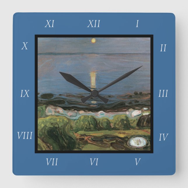 Edvard Munch Painting, Summer Night by the Beach Square Wall Clock (Front)