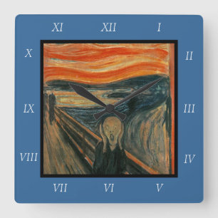 Edvard Munch Painting The Scream (Skrik) 1893 Square Wall Clock