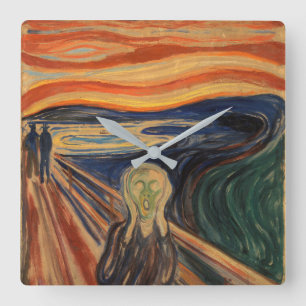 Edvard Munch Painting The Scream (Skrik) 1910 Square Wall Clock